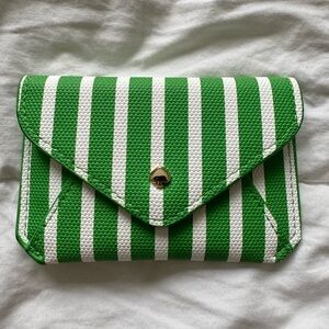 Kate Spade x Target Green and White Striped Envelope Wallet